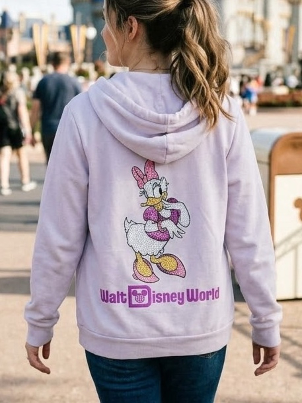 Disney Women’s Pink Zip Hoodie Daisy Duck New Release